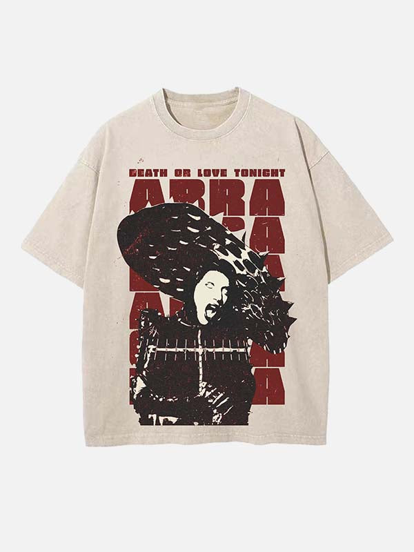 Lady Gaga Print Round Neck T-shirt