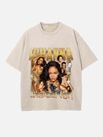 Rihanna Print Round Neck T-shirt