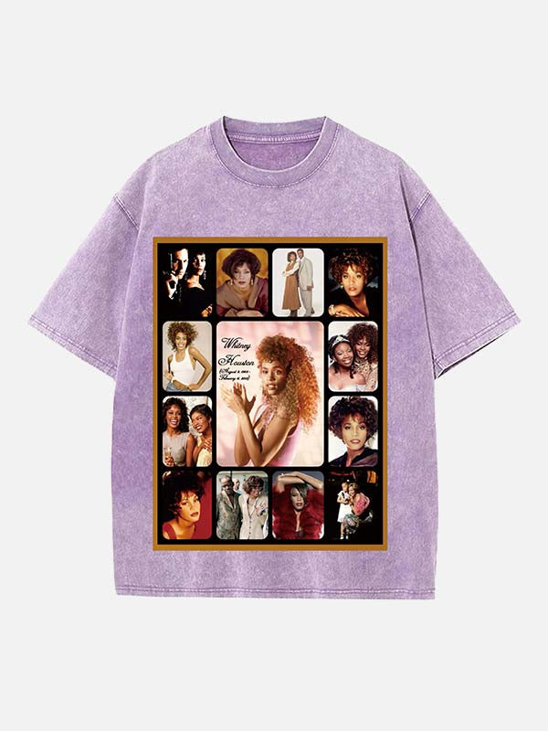 Whitney Houston Print Round Neck T-shirt