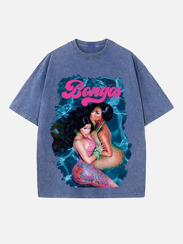 Cardi B Print Round Neck T-shirt
