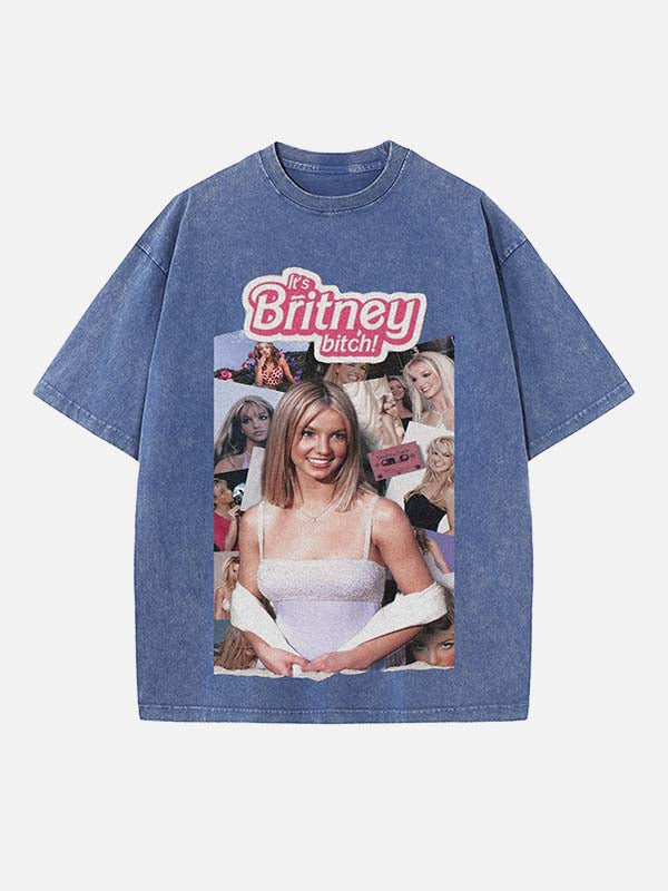 Britney Spears Print Round Neck T-shirt