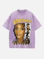 Whitney Houston Print Round Neck T-shirt