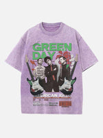 Green Day Print Round Neck T-shirt