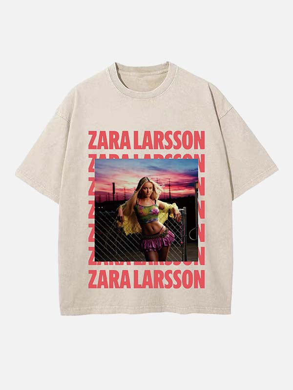 Zara Larsson Print Round Neck T-shirt