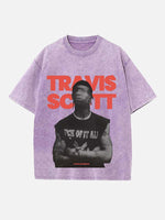 Travis Scott Print Round Neck T-shirt