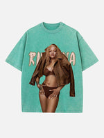 Rihanna Print Round Neck T-shirt