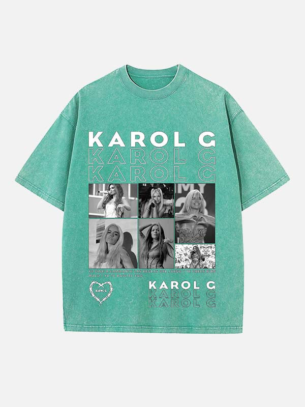 Karol G Print Round Neck T-shirt