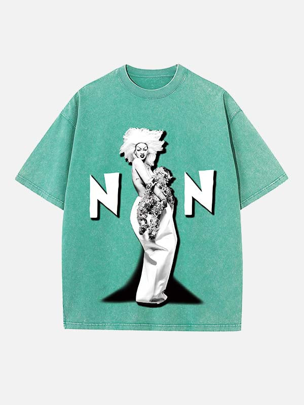 Rihanna Print Round Neck T-shirt