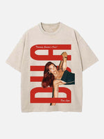 Dua Lipa Print Round Neck T-shirt