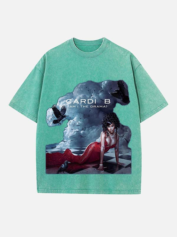 Cardi B Print Round Neck T-shirt