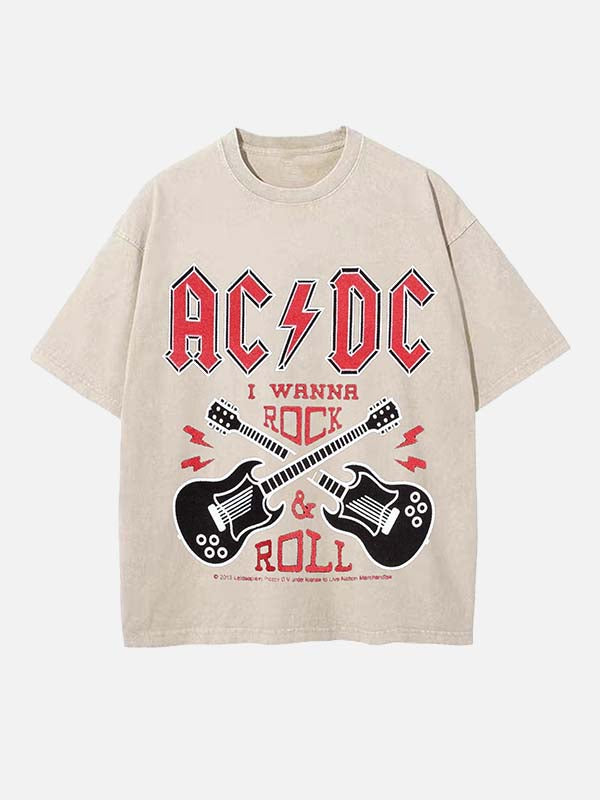 AC/DC Print Round Neck T-shirt