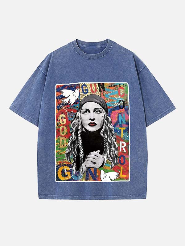 Madonna Print Round Neck T-shirt
