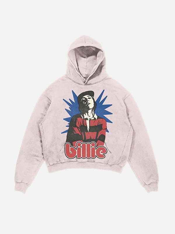 Billie Eilish Print Slant Pockets Hoodie
