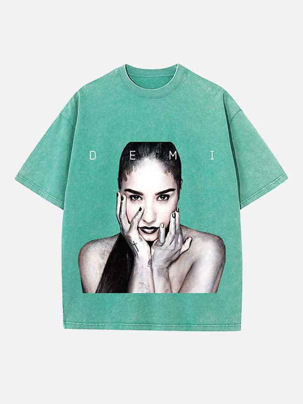 Demi Lovato Print Round Neck T-shirt