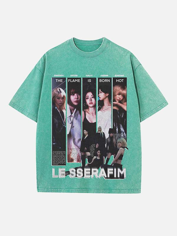LE SSERAFIM Print Round Neck T-shirt