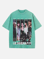 LE SSERAFIM Print Round Neck T-shirt