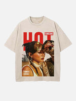 LE SSERAFIM Hong Eunchae Print Round Neck T-shirt