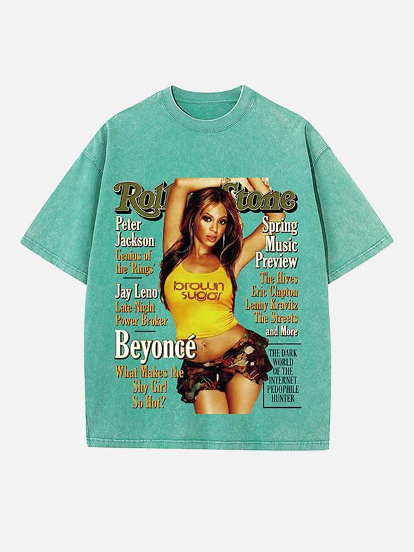 Beyoncé Print Round Neck T-shirt
