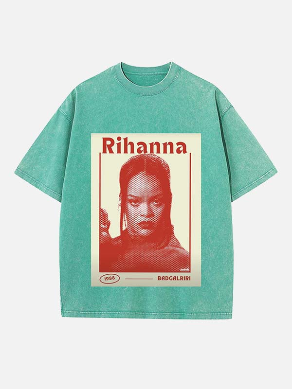 Rihanna Print Round Neck T-shirt