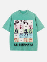LE SSERAFIM Print Round Neck T-shirt