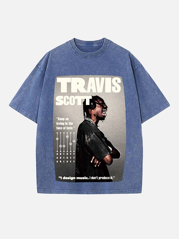 Travis Scott Print Round Neck T-shirt