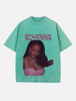 Rihanna Print Round Neck T-shirt