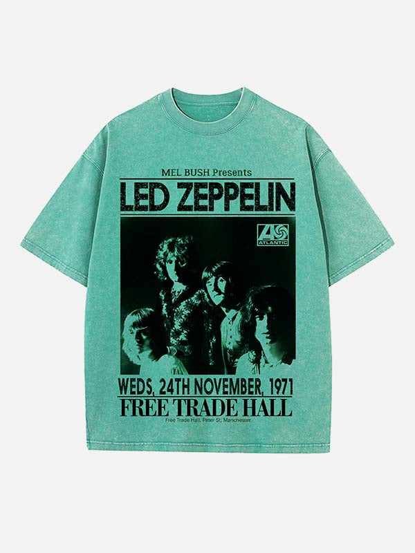Led Zeppelin Print Round Neck T-shirt