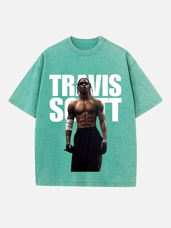 Travis Scott Print Round Neck T-shirt