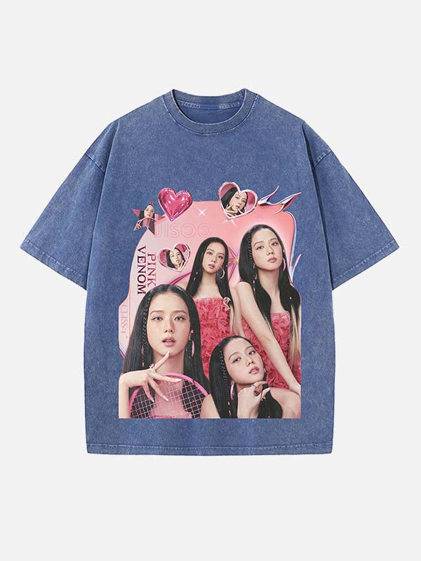 BLACKPINK Jisoo Print Round Neck T-shirt