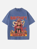 Britney Spears Print Round Neck T-shirt