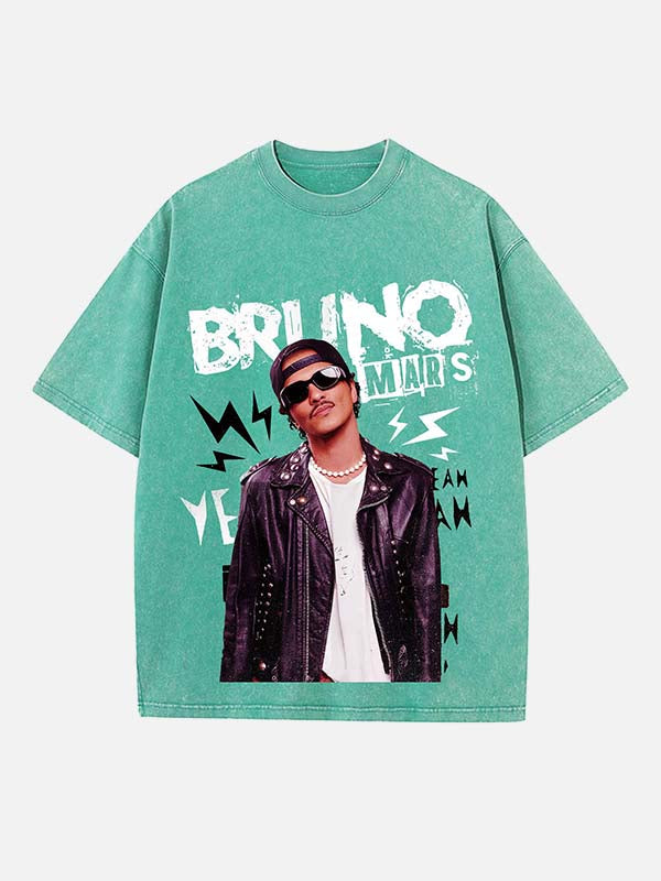 Bruno Mars Print Round Neck T-shirt