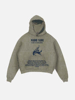Bad Bunny Print Slant Pockets Hoodie