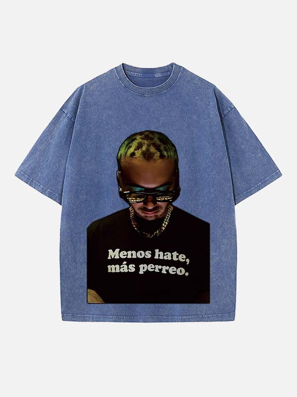 J Balvin Print Round Neck T-shirt