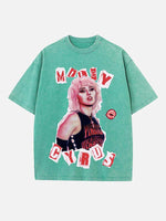 Miley Cyrus Print Round Neck T-shirt