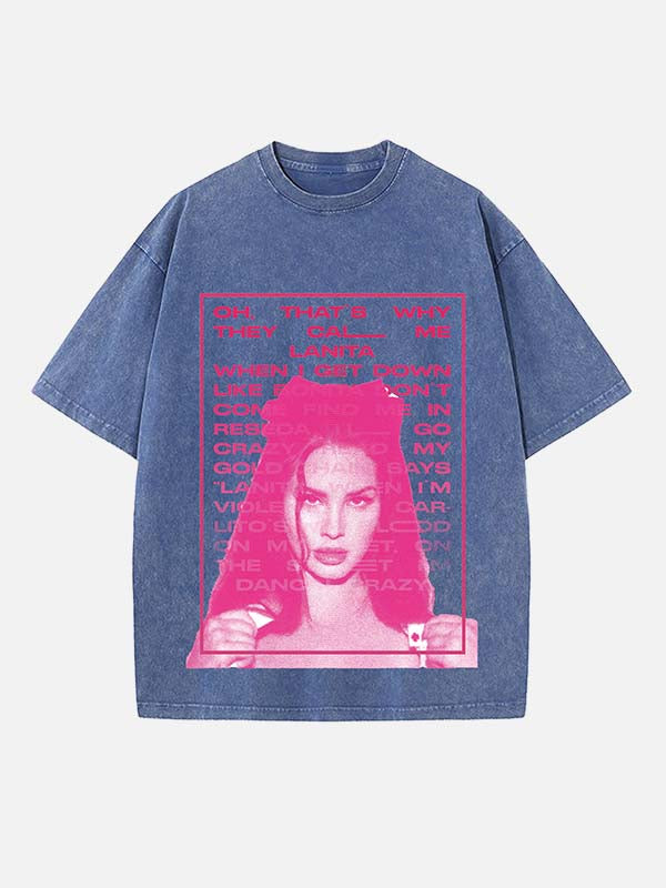 Lana Del Rey Print Round Neck T-shirt