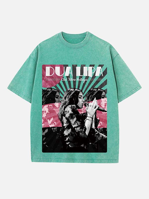 Dua Lipa Print Round Neck T-shirt
