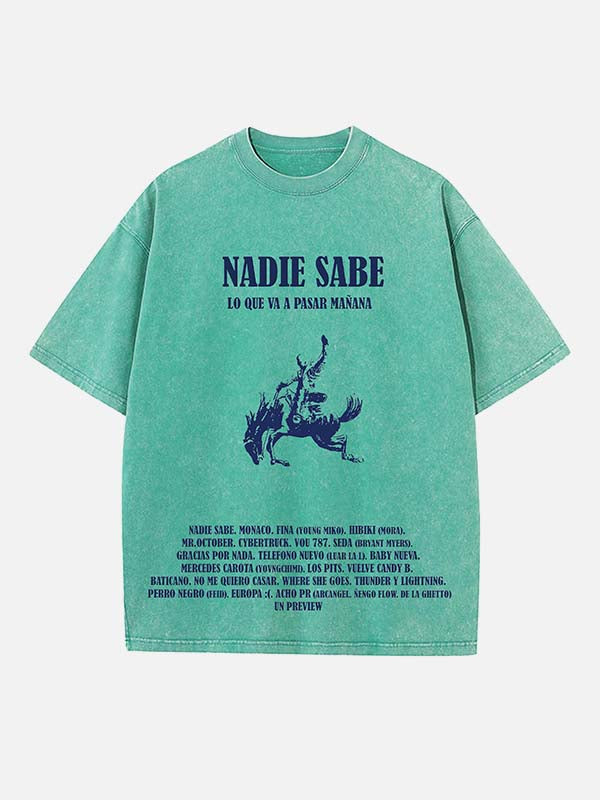 Bad Bunny Print Round Neck T-shirt