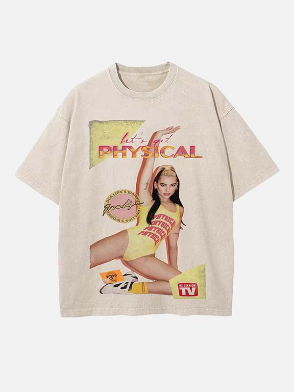 Dua Lipa Print Round Neck T-shirt