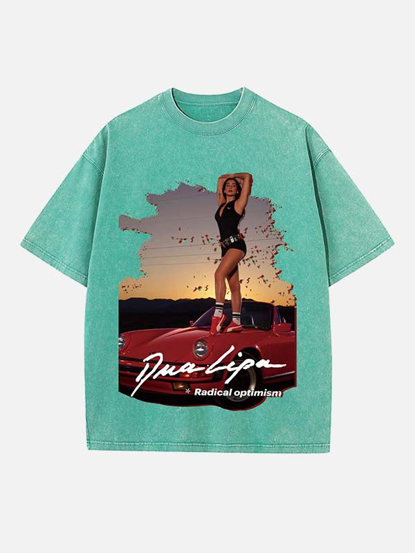 Dua Lipa Print Round Neck T-shirt