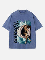 Rihanna Print Round Neck T-shirt