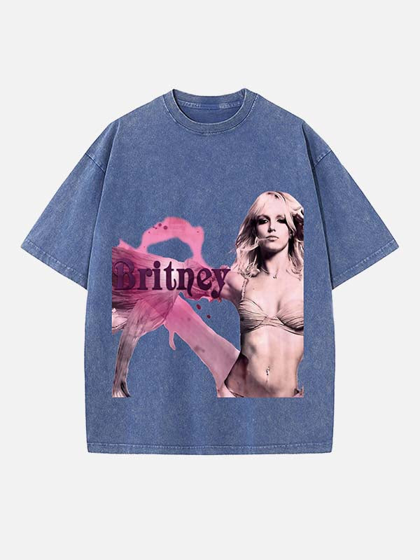 Britney Spears Print Round Neck T-shirt