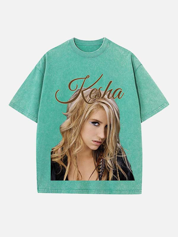 Kesha Print Round Neck T-shirt