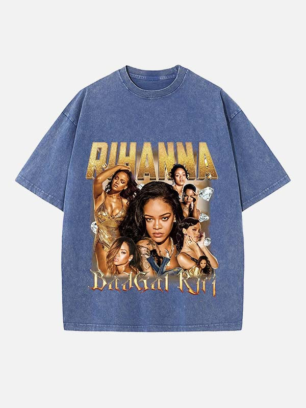 Rihanna Print Round Neck T-shirt