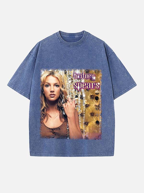 Britney Spears Print Round Neck T-shirt