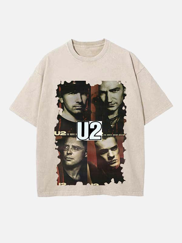 U2 Print Round Neck T-shirt
