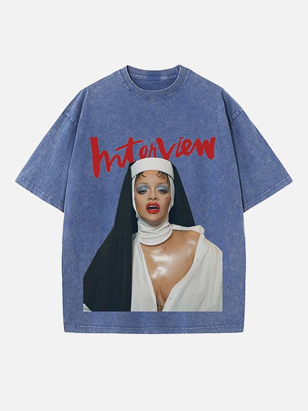 Rihanna Print Round Neck T-shirt