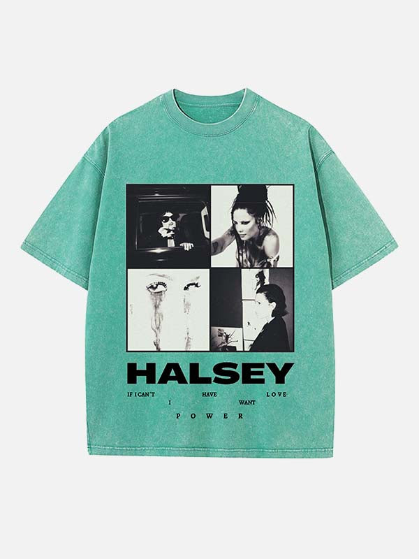 Halsey Print Round Neck T-shirt