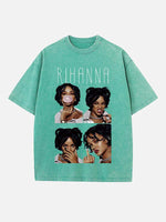 Rihanna Print Round Neck T-shirt