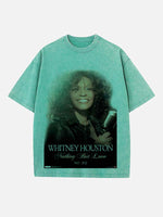 Whitney Houston Print Round Neck T-shirt