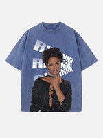 Rihanna Print Round Neck T-shirt